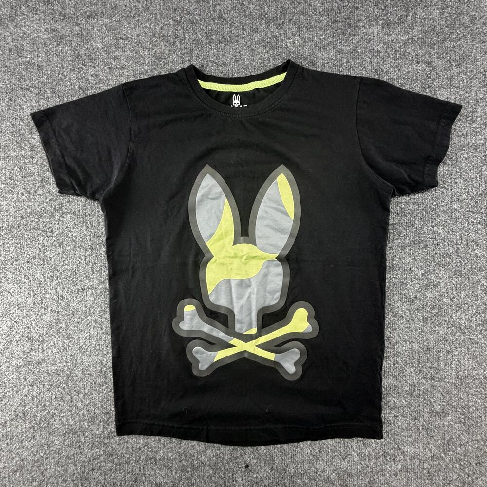 Psycho Bunny Shirt Mens Medium Black Skull Bunny Graphic Tee Pima Cotton Peru